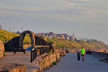 Blackpool 'da deniz kıyısındaki şehir - Lancashire - Kuzey Batı - Büyük Britanya