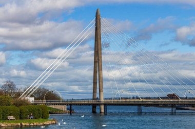 the bridge over the river in the city in Southport - North West - Great Britain clipart