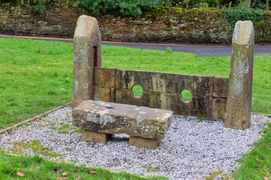 Rivington 'daki köyde eski ahşap stoklar - Bolton - Kuzey Batı - Büyük Britanya