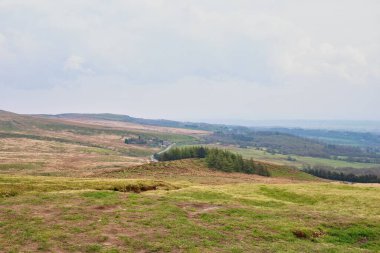 Rivington 'daki tepelerin ve tepelerin güzel manzarası - Bolton - Kuzey Batı Büyük Britanya