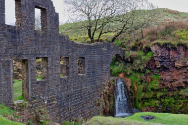 the beautiful old building - ruind lumb mill in Cheesden Valley - Rochdale - Greater Manchester - Lancashire - United Kingdom clipart