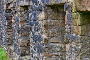 Cheesden Valley 'deki eski tuğla duvar dokusu - Rochdale - Büyük Manchester - Lancashire - Birleşik Krallık