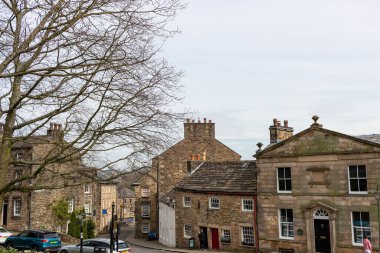 Lancaster 'daki eski bir kasabanın manzarası - Lancashire - Kuzey Batı - Birleşik Krallık