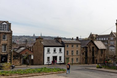 Lancaster 'daki eski caddede manzara - Lancashire - Kuzey Batı - Birleşik Krallık