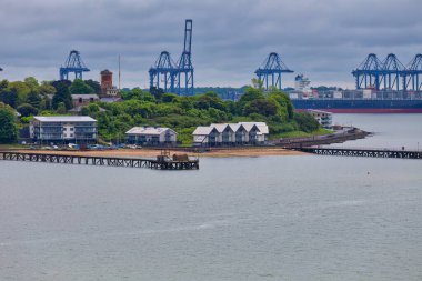 aerial view of the sea and the port in Harwich - Tendring district - Essex county - United Kingdom clipart