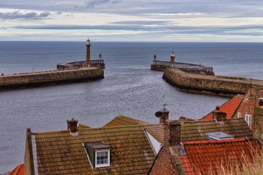 the view from the top of the old lighthouse at the north of the state of the most beautiful sea. clipart