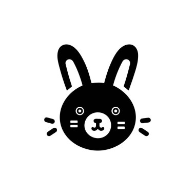 Şirin bir tavşan kafası siluet vektör çizimi. Baskılar için basit grafik simgesi.