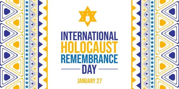 Seçkin uluslararası soykırım anma günü tasarımında David 'in yıldızı ve karmaşık geleneksel şablonlar yer alıyor, hatıra ve tarihi onurlandırıyor.