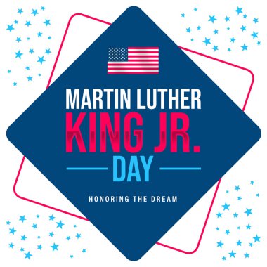 Stylish martin luther king jr. day design with clean lines, vibrant colors, and bold text honoring his vision and achievements clipart