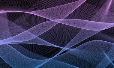 Yumuşak mor ve lavanta rengi dalgaların oluşturduğu, zarif ve yaratıcı modern bir arka plan yaratan dijital bir soyut tasarım.