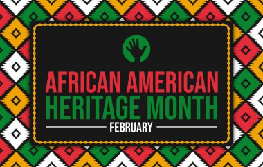 Geleneksel desenlere, koyu yeşil logoya ve canlı renklere sahip Afrikalı Amerikan mirası ay çizimi.