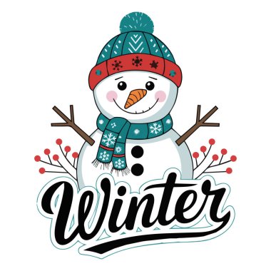 Cheerful Snowman Welcoming Winter clipart