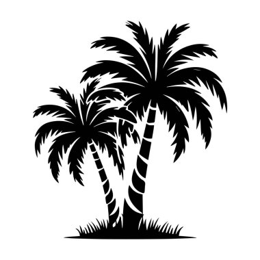 Tropical Palm Tree Silhouette Minimalist Vector Illustration 