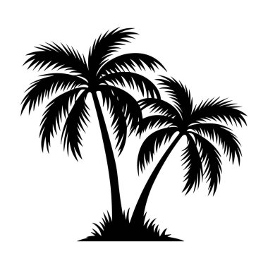 Tropical Palm Tree Silhouette Minimalist Vector Illustration 