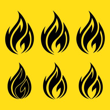 Fire Icon Set Vector Silhouette Design clipart