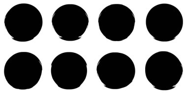 Çember grunge seti. Yuvarlak vektör beyaz arkaplanda izole edildi. Çember pul dokusu.