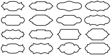 Eski çerçeveler ve etiketler şekil koleksiyonları. İslami kapı ve Arapça pencere kemeri şeklinde. Arapça ve İslami çerçeve