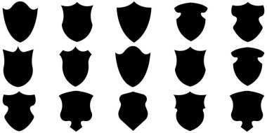 Shield icons set. Collection of shield signs. Different shield shapes icons vector. Protect shield security icons.  clipart