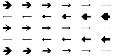 Collection different arrow signs. Black arrows icons. Different cursor arrow direction symbols. Arrow icon set clipart