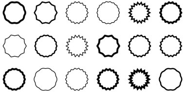 Simge tasarımını mühürle. Siyah Yıldız patlamaları. Eski rozetler ve etiketler