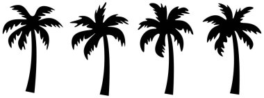 Black Palm Trees. Black palm silhouettes for Posters, Palm tree. Banners or Flyer. Hand drawn palm tree vector silhouette. Coconut tree. Vector illustration clipart