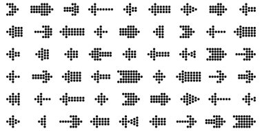 Ok simgesi ayarlandı. Ok at. İmleç. Siyah ok simgeleri. Ok vektör koleksiyonu. Koleksiyon farklı ok işaretleri. 