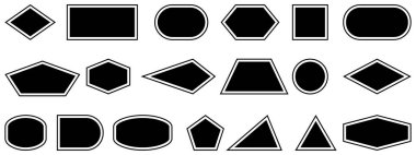 Soyut ve vektör temel şekiller koleksiyonu. Geometrik şekil. Çokgen elementler. Moda minimalist temel figür koleksiyonu