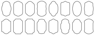 Süslü etiket çerçeveleri. Lüks vintage çerçeveler, eski etiketlerin koleksiyonu, Kraliyet düğün amblemleri, satış etiketi illüstrasyonu