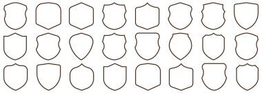 Kalkan simgesi klasik tarzda ayarlandı. Kalkan güvenlik hattı simgelerini koruyun. Rozet kalitesi sembolü