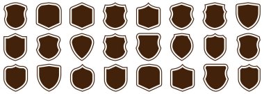 Kalkan simgesi klasik tarzda ayarlandı. Kalkan güvenlik hattı simgelerini koruyun. Rozet kalitesi sembolü