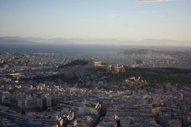 Atina, Yunanistan - Eylül 15, 2018 Akropolis 'ten Atinalıların hava görüntüsü.