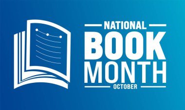 Ekim ayıdır. Kutlama, okuma, yazma ve edebiyatın önemine odaklanır. arkaplan, pankart, kart, poster tasarımı için metin yazma standart rengi kullan.