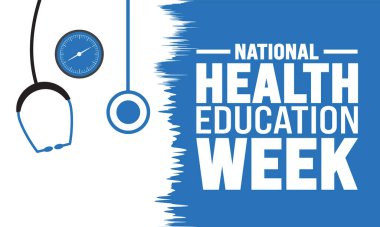 Ekim ayı, Ulusal Sağlık Eğitim Haftası Bilgi, Önleme ve Yaşam Boyu Sağlığı ve Refahı İçin Empati 'yi Destekliyor. Renkli Vektör için uygun pankart, pankart, kart ve poster