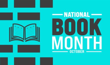 Ekim ayıdır. Kutlama, okuma, yazma ve edebiyatın önemine odaklanır. arkaplan, pankart, kart, poster tasarımı için metin yazma standart rengi kullan.