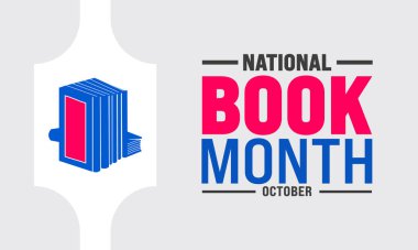 Ekim ayıdır. Kutlama, okuma, yazma ve edebiyatın önemine odaklanır. arkaplan, pankart, kart, poster tasarımı için metin yazma standart rengi kullan.