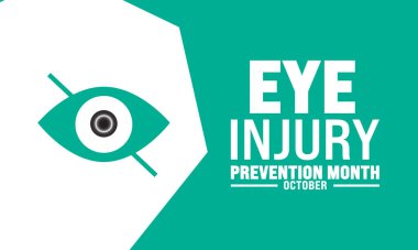 Göz Güvenliği Bilinci Ayı Ekim. Kalkan, göz, steteskop, kalp ve artı ikon. Kartlar, afişler, posterler, sosyal medya ve daha fazlası için harika. Beyaz arkaplan.