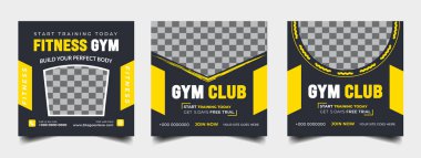 Spor salonunun sosyal medya pankart şablonu standart renk, spor, spor, spor, spor ve spor sosyal medya sonrası afiş tasarımı.