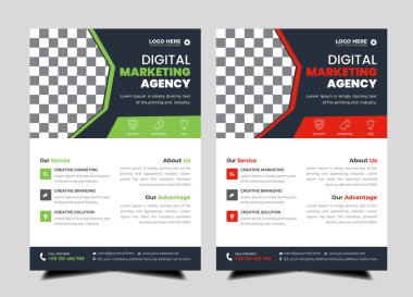 Şirket broşür tasarımı standart renkle ayarlandı. Pazarlama, iş teklifi, promosyon, reklam, yayın, kapak sayfası. yeni dijital pazarlama broşürü.