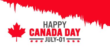 Happy Canada Day card on red wavy background. Vector illustration. clipart