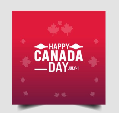 Kırmızı dalgalı arka planda Kanada Günü kartın kutlu olsun. Vektör illüstrasyonu.
