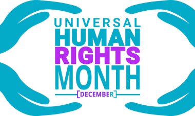 Aralık, Evrensel İnsan Hakları Ayı. Tatil konsepti. Pankart, arkaplan, tebrik kartı, metin yazımlı poster tasarım şablonu, standart sosyal medya postası için uygun.