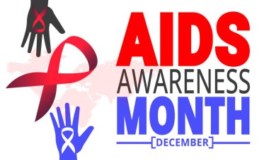 December is Aids Awareness Month. Holiday concept. suitable for placard, background,Greeting Card, Poster design template with text inscription, standard Social Media Post.