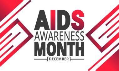 Aralık AİDS Farkındalık Ayı. Tatil konsepti. Pankart, arkaplan, tebrik kartı, metin yazımlı poster tasarım şablonu, standart sosyal medya postası için uygun.