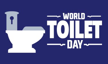 Dünya Tuvalet Günü. Vektör çizimi. Tatil konsepti. Pankart, arkaplan, tebrik kartı, metin yazımlı poster tasarım şablonu, standart sosyal medya postası için uygun.