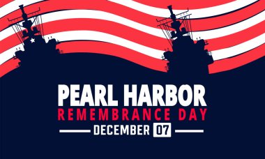 Ulusal Pearl Harbor Anma Günü. 7 Aralık Vektör illüstrasyonu. Tatil konsepti. Pankart, arkaplan, tebrik kartı, metin yazımlı poster tasarım şablonu, standart sosyal medya postası için uygun.