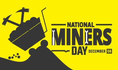 December is National Miners Day  Vector illustration. Holiday concept with american flag Template  for , background, Greeting Card, Poster design with text inscription, standard Social Media Post. clipart