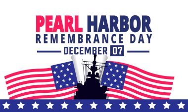 Ulusal Pearl Harbor Anma Günü. 7 Aralık Tatil Konsepti. Pankart, arkaplan, tebrik kartı, metin yazımlı poster tasarım şablonu, standart sosyal medya postası için uygun.