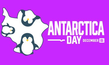  December 1st  is Antarctica Day . holiday concept, suitable for placard, background, Greeting Card, Poster design template with text inscription, standard Social Media Post. clipart