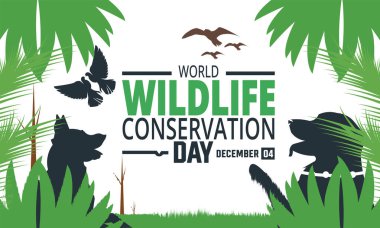 World Wildlife Conservation Day observed every year in December 04 . holiday concept, suitable for placard, background, Greeting Card, Poster design template with text inscription, standard Social Media Post. clipart