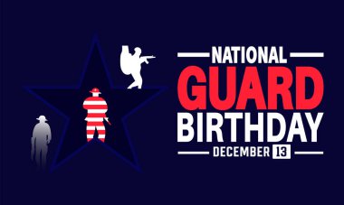 United States National Guard Birthday. December 13. Holiday concept, suitable for placard, background, Greeting Card, Poster design template with text inscription, standard Social Media Post. clipart